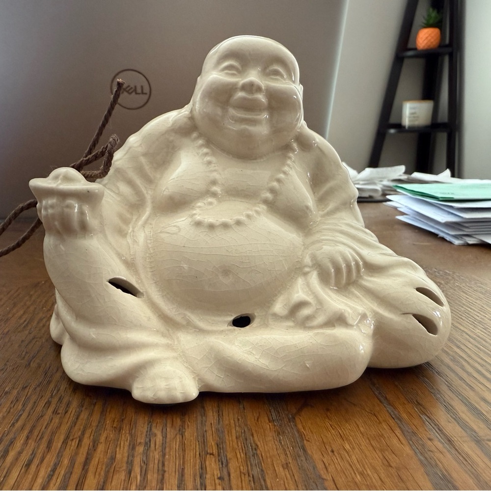 Serene Ceramic Buddha Figurine in Cream